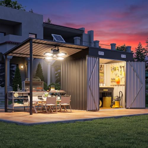 6x4フィートの屋外用収納庫＆ソーラー式屋根付きガゼボ（収納 - Outdoor Lighting For Gazebo のレビューと価格