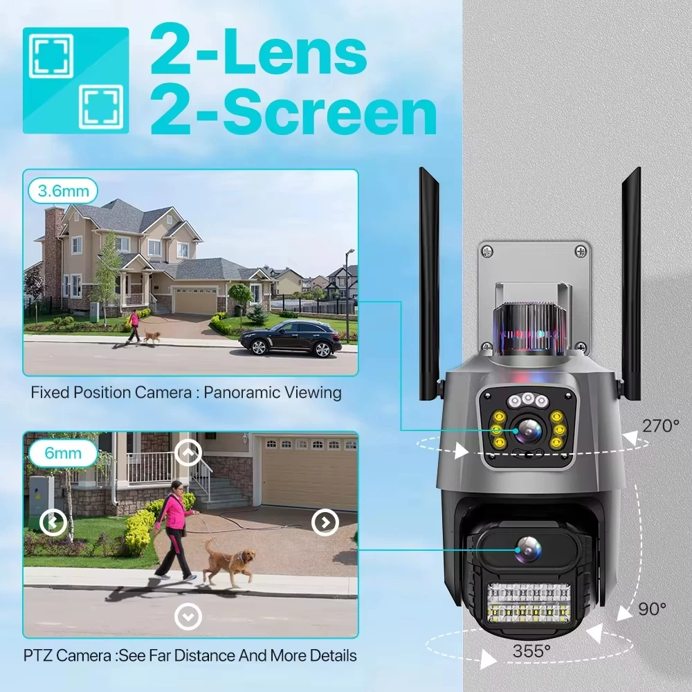 屋外 Wifi PTZ カメラ 4K 8MP HD デュアル - Outdoor Lighting No Electricity のレビューと価格