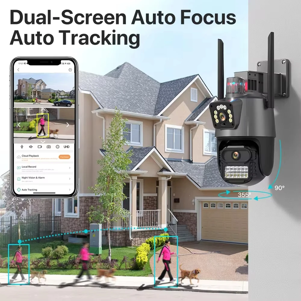 屋外 Wifi PTZ カメラ 4K 8MP HD デュアル - Outdoor Lighting No Electricity のレビューと価格