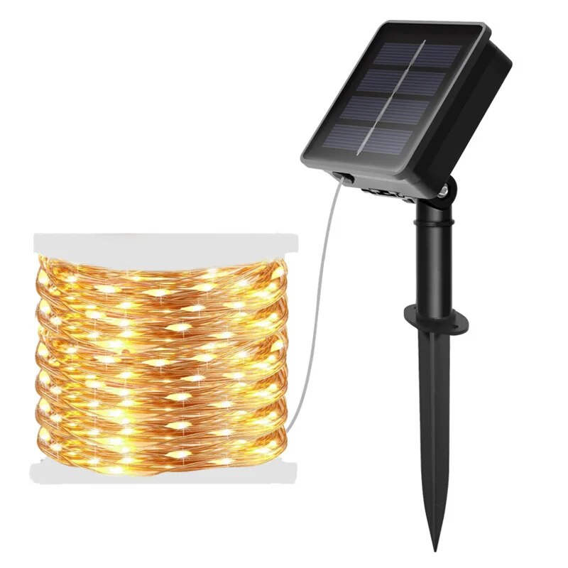 防水銅線LEDストリングライト,太陽光発電,屋外ランプ,庭, - Outdoor Lighting Led Fixtures のレビューと価格