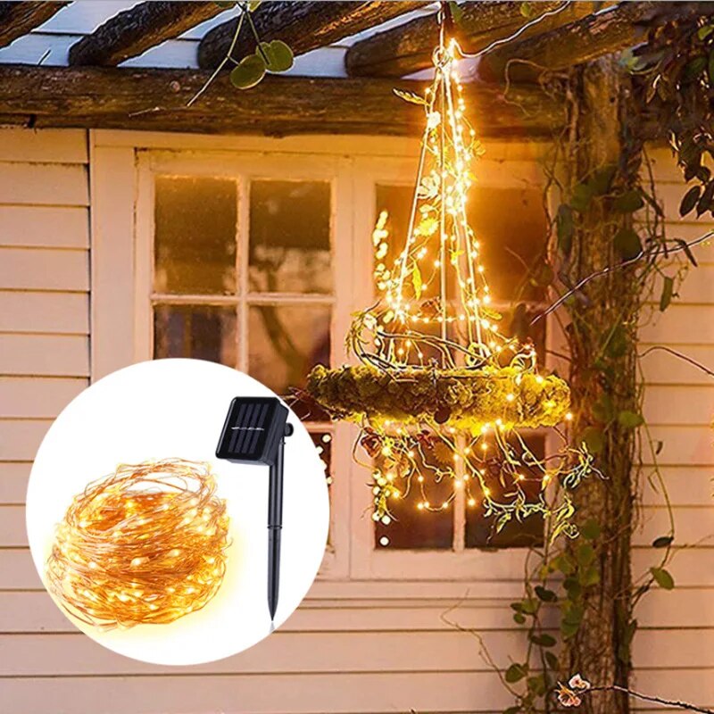 防水銅線LEDストリングライト,太陽光発電,屋外ランプ,庭, - Outdoor Lighting Led Fixtures のレビューと価格